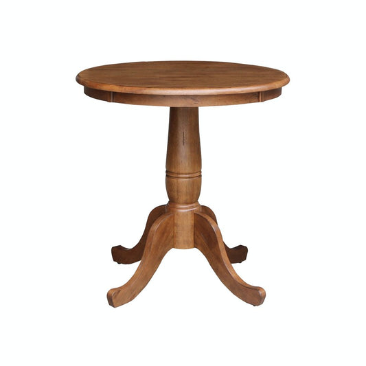 Dining Essentials - 36" Round Table Top w/ 30" H Traditional Pedestal in Bourbon Oak