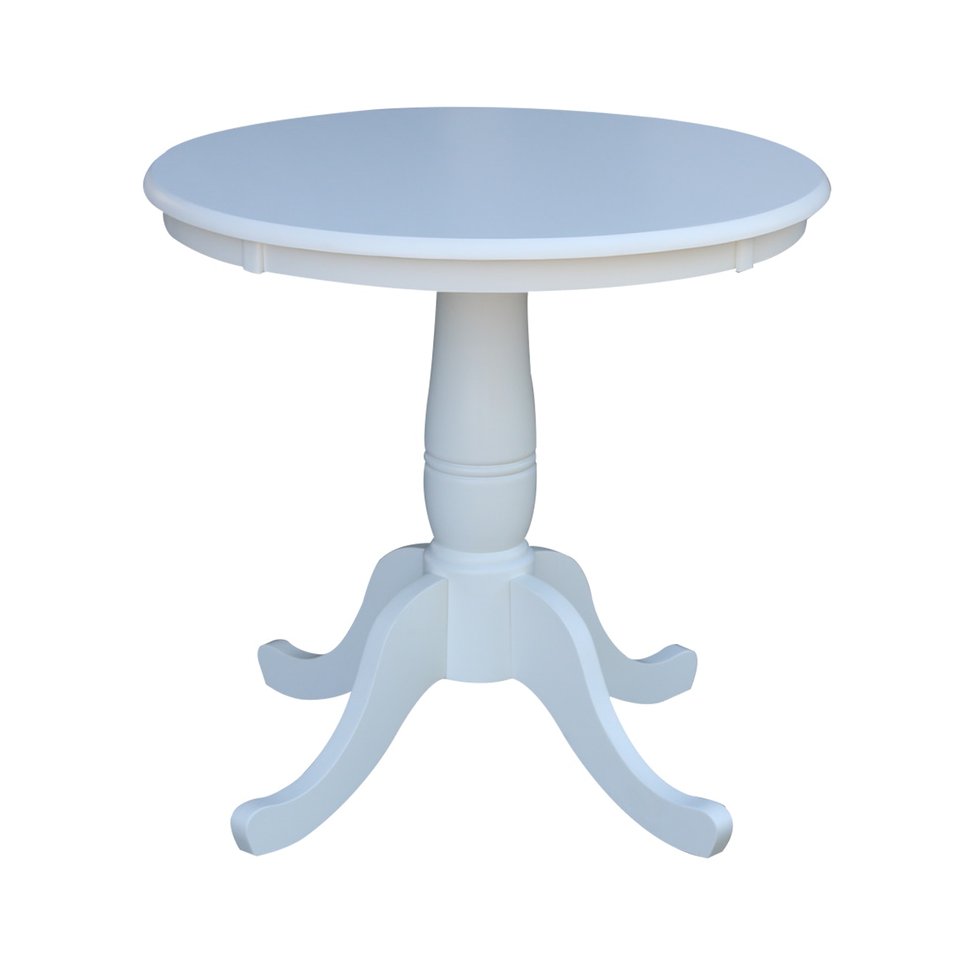 Dining Essentials - 30" Round Table Top w/ 30" H Traditional Pedestal in Pure White