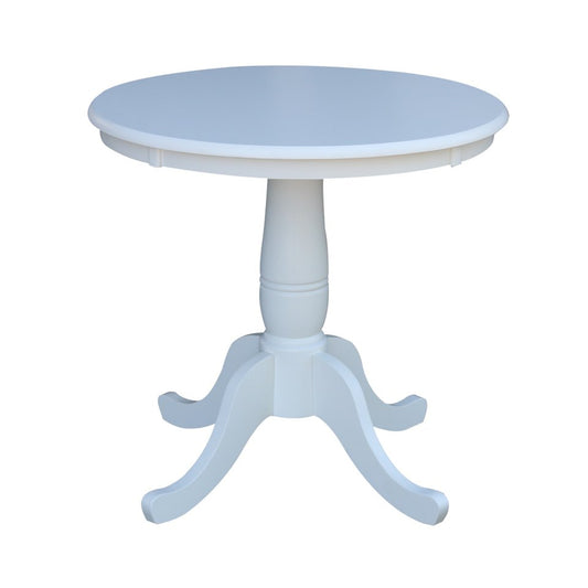 Dining Essentials - 30" Round Table Top w/ 30" H Traditional Pedestal in Pure White