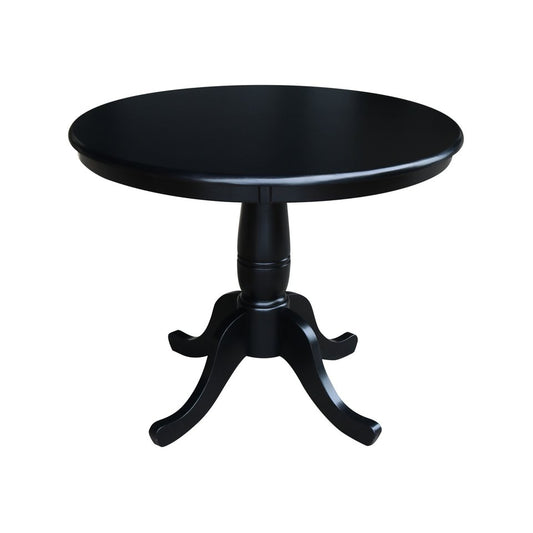 Dining Essentials - 36" Round Table Top w/ 30" H Traditional Pedestal in Black