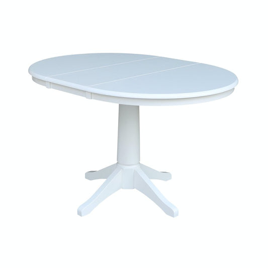 Dining Essentials - 36" Extension Table Top w/ 30" H Transitional Pedestal in Pure White