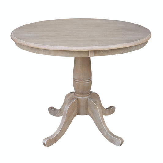 Dining Essentials - 36" Round Table Top w/ 30" H Traditional Pedestal in Taupe Gray