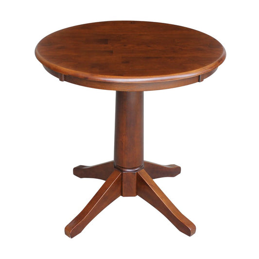 Dining Essentials - 30" Round Table Top w/ 30" H Transitional Pedestal in Espresso