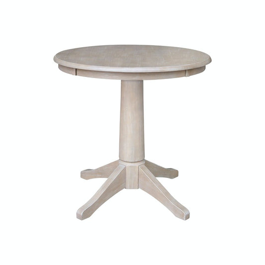 Dining Essentials - 30" Round Table Top w/ 30" H Transitional Pedestal in Taupe Gray