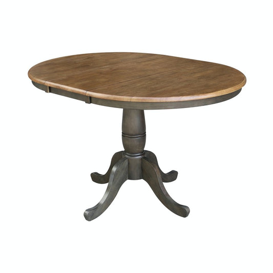 Dining Essentials - 36" Extension Table Top w/ 30" H Traditional Pedestal in Hickory & Coal