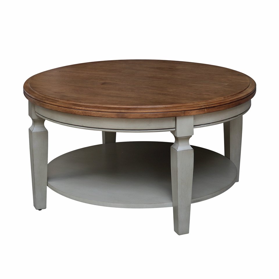 Home Accents - Vista Round Coffee Table in Hickory & Stone