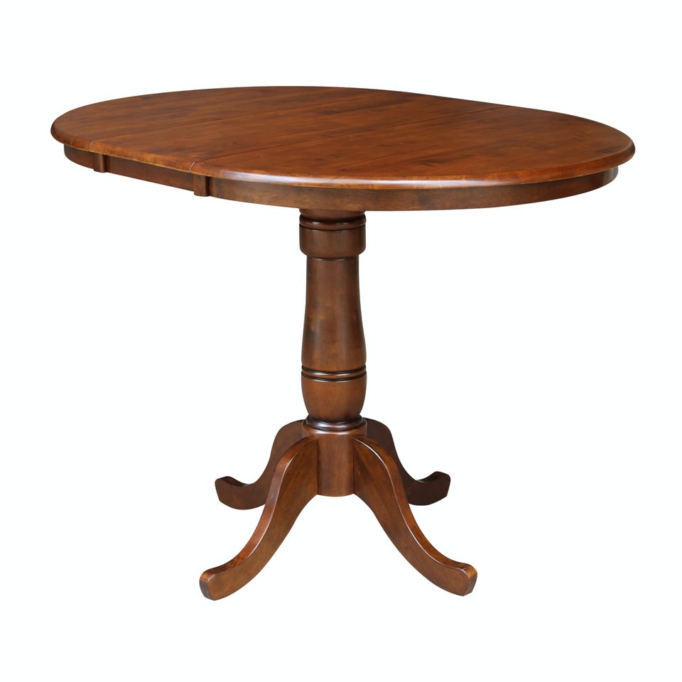 Dining Essentials - 36" Extension Table Top w/ 36" H Traditional Pedestal w/ Extension in Espresso