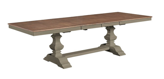 Vista - Extension Table Top w/ Banks Trestle Base in Hickory & Stone