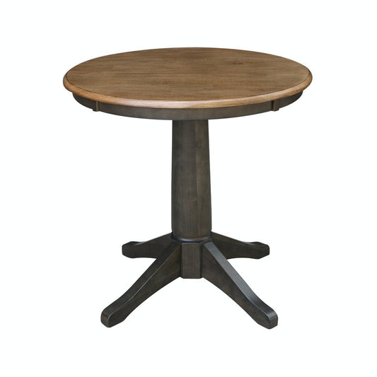 Dining Essentials - 30" Round Table Top w/ 30" H Transitional Pedestal in Hickory & Coal