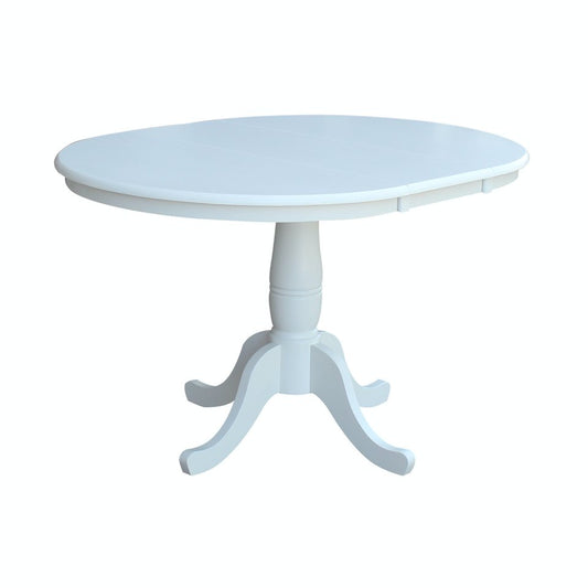 Dining Essentials - 36" Extension Table Top w/ 30" H Traditional Pedestal in Pure White
