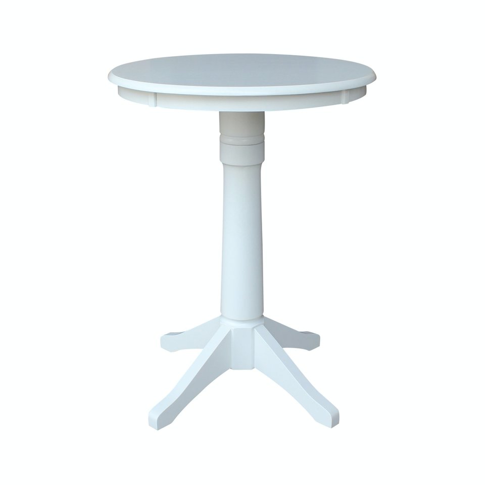 Dining Essentials - 30" Round Table Top w/ 36" H Transitional Pedestal w/ Extension in Pure White