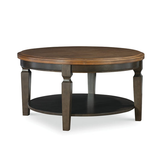 Home Accents - Vista Round Coffee Table in Hickory & Coal