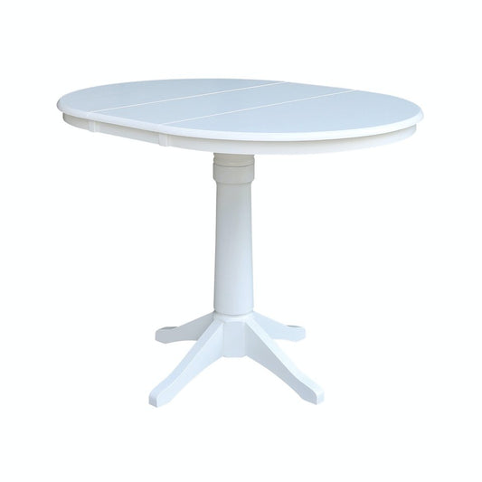 Dining Essentials - 36" Extension Table Top w/ 36" H Transitional Pedestal w/ Extension in Pure White