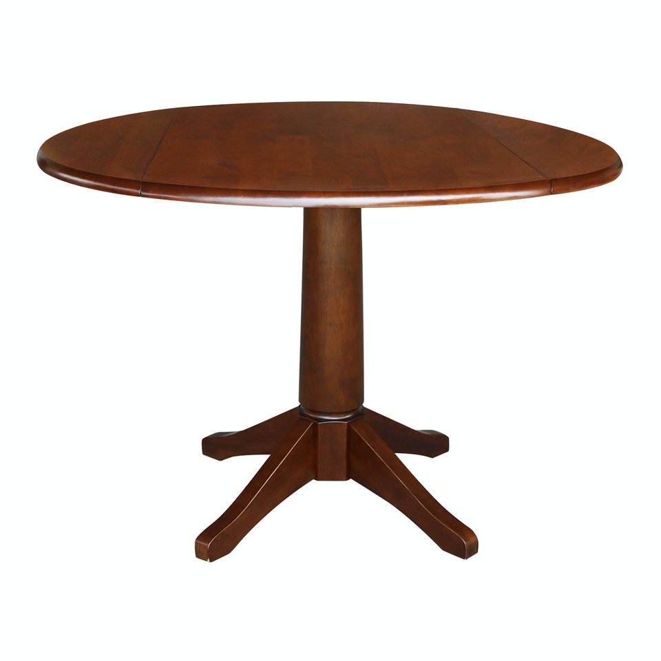 Dining Essentials - 42" Drop Leaf Table Top w/ 30" H Transitional Pedestal in Espresso