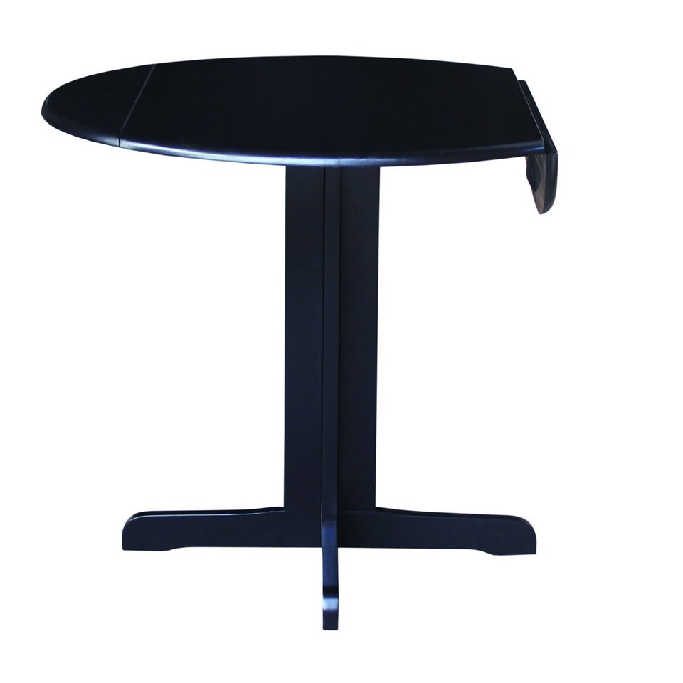 Dining Essentials - 36" Round Drop Leaf Pedestal Table in Black