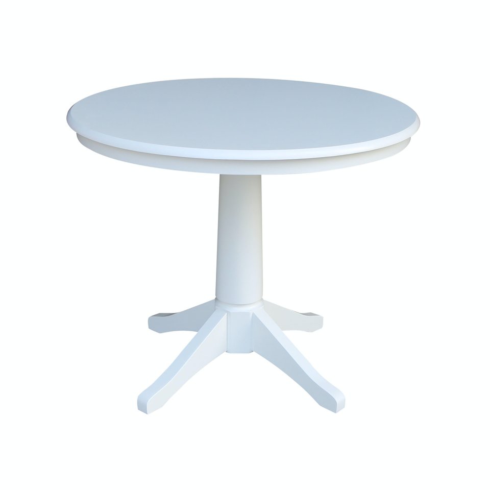 Dining Essentials - 36" Round Table Top w/ 30" H Transitional Pedestal in Pure White