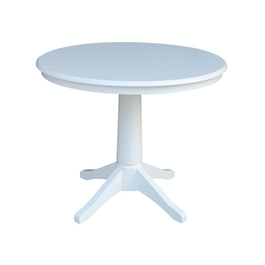 Dining Essentials - 36" Round Table Top w/ 30" H Transitional Pedestal in Pure White
