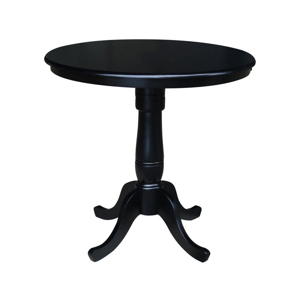 Dining Essentials - 36" Round Table Top w/ 36" H Traditional Pedestal w/ Extension in Black