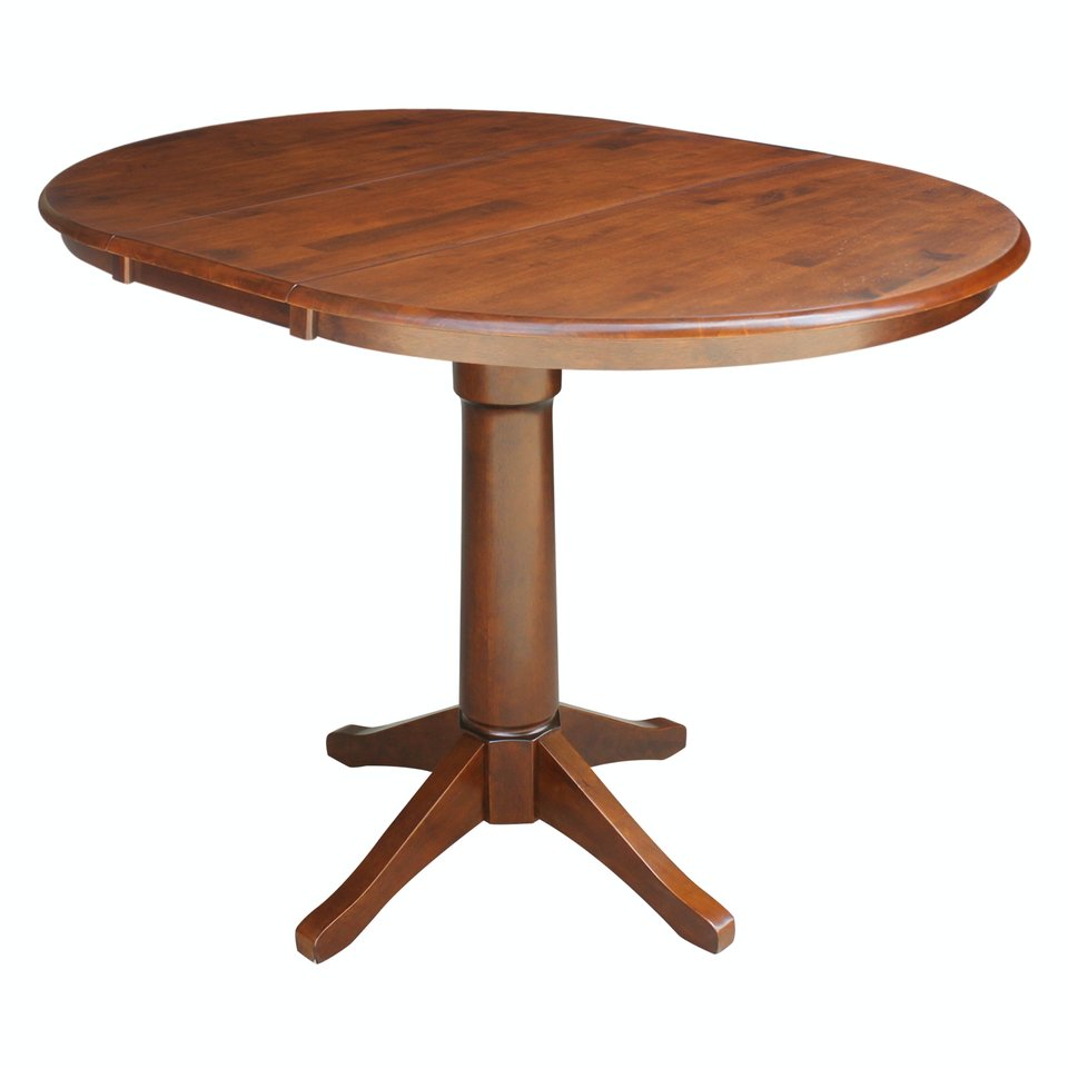 Dining Essentials - 36" Extension Table Top w/ 36" H Transitional Pedestal w/ Extension in Espresso