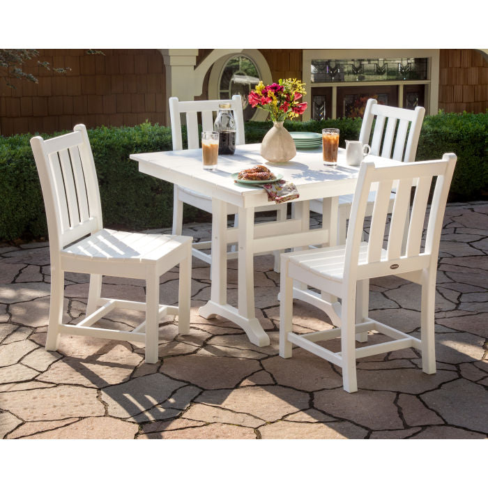 Polywood - Traditional Garden 5-Piece Farmhouse Trestle Dining Set - FREE SHIPPING