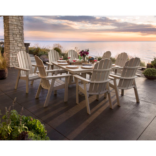 POLYWOOD Vineyard Curve back Adirondack 9-Piece Nautical Trestle Dining Set FREE SHIPPING