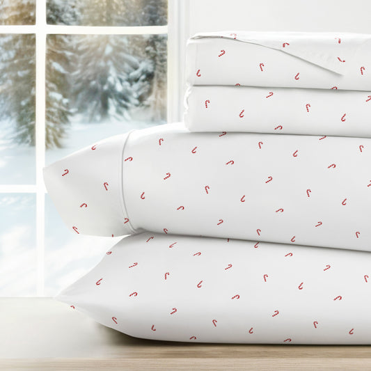 Candy Cane 4-Piece Patterned Sheet Set