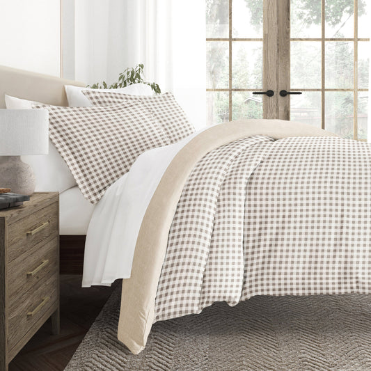 Gingham Check Patterned Reversible Duvet Cover Set