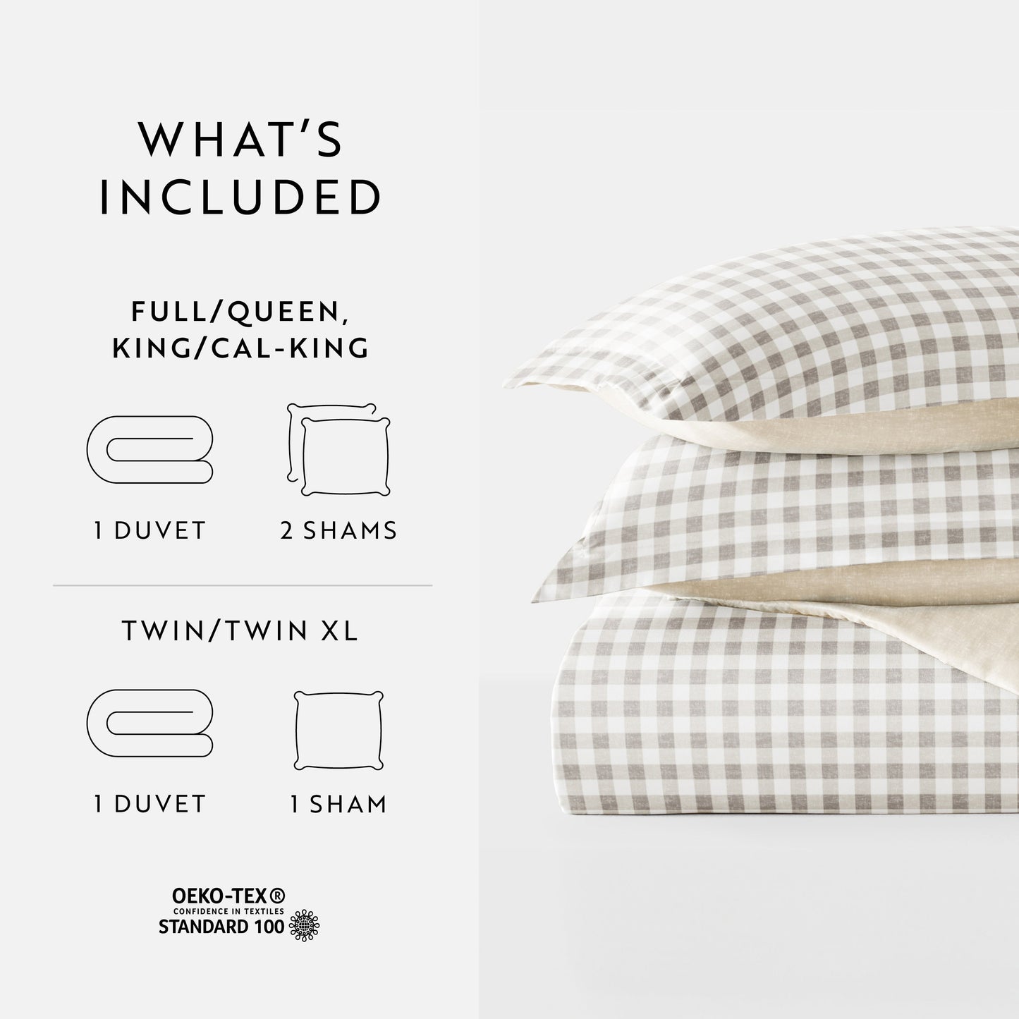 Gingham Check Patterned Reversible Duvet Cover Set