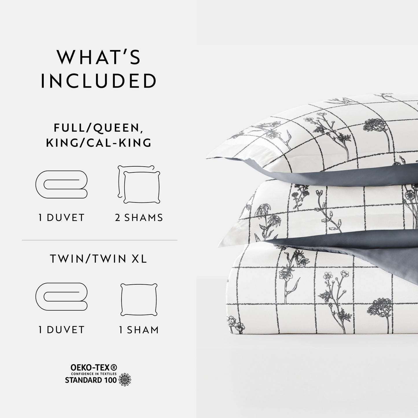 Flower Field Patterned Reversible Duvet Cover Set