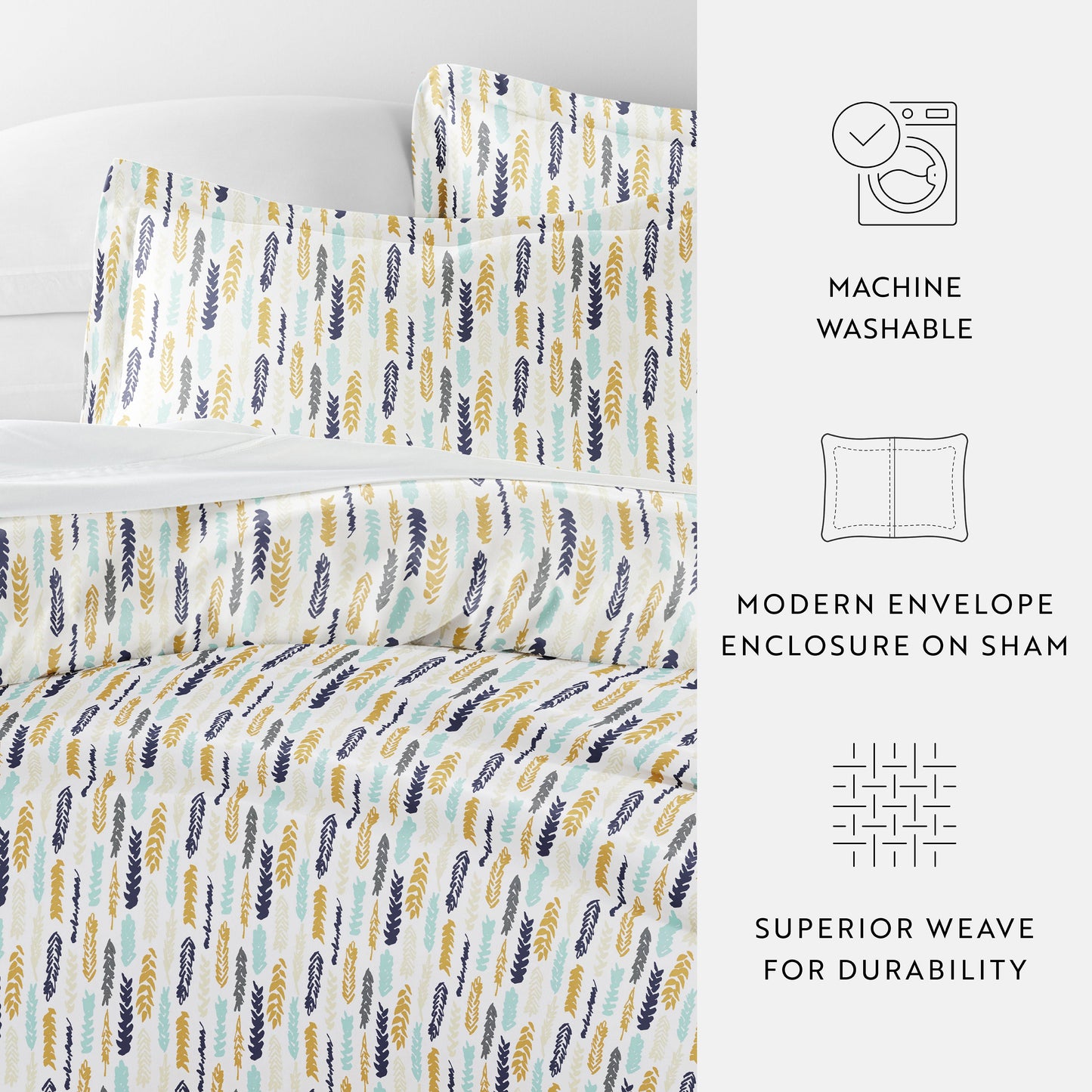 Feathers Patterned Duvet Cover Set