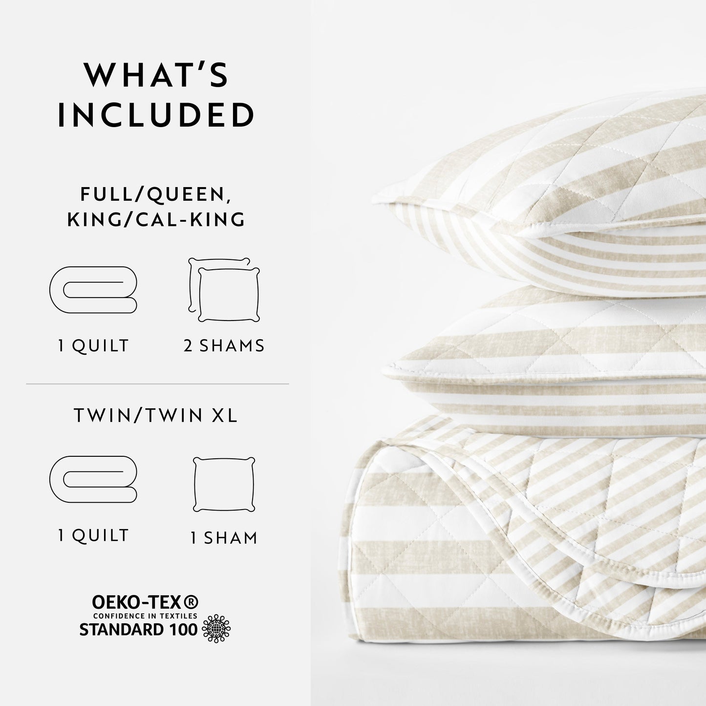 Classic Stripe Patterned Quilted Coverlet Set