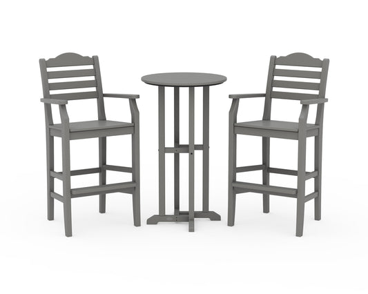 POLYWOOD Savannah 3-Piece Farmhouse Bar Set — Slate Grey