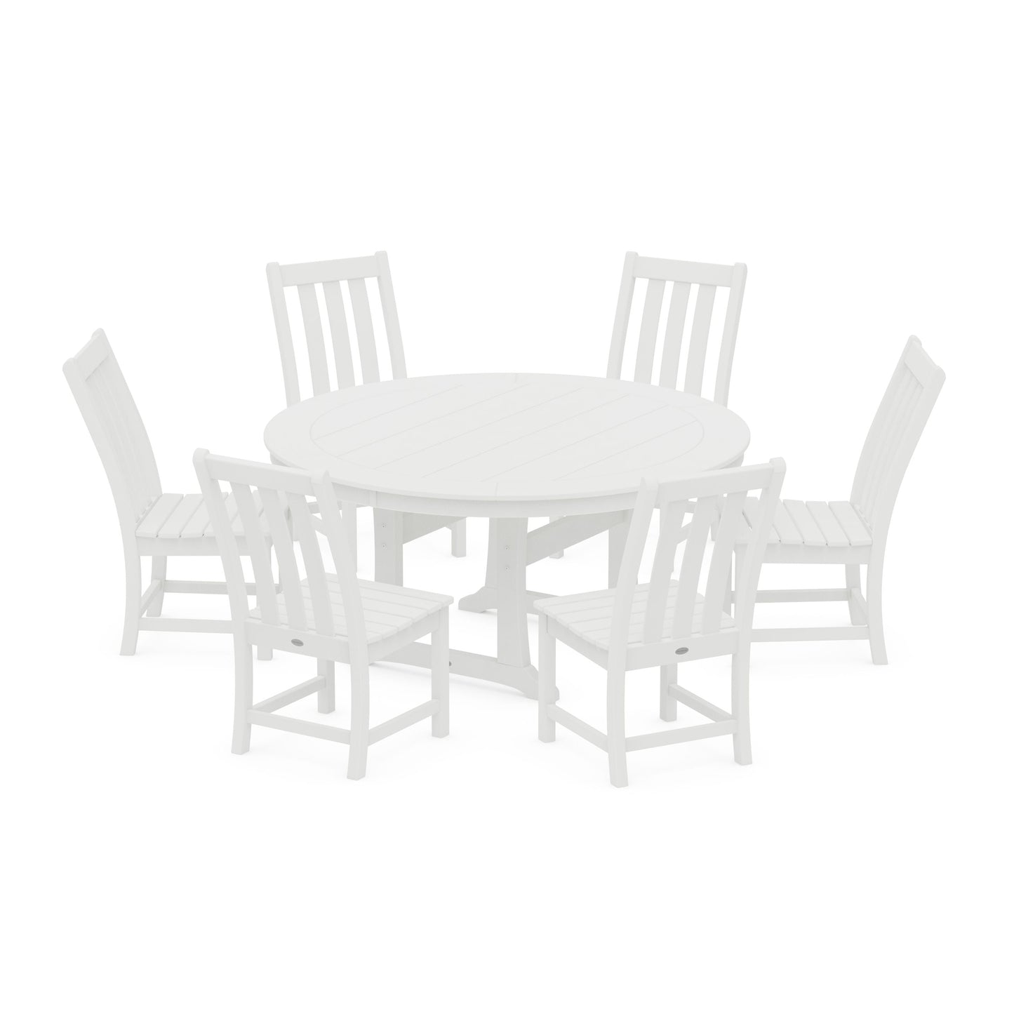 POLYWOOD Vineyard 7-Piece Side Chair Round Dining Set — White