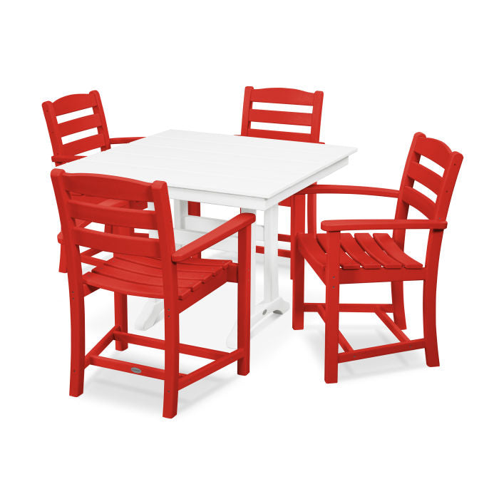 POLYWOOD La Casa Café 5-Piece Farmhouse Trestle Arm Chair Dining Set FREE SHIPPING