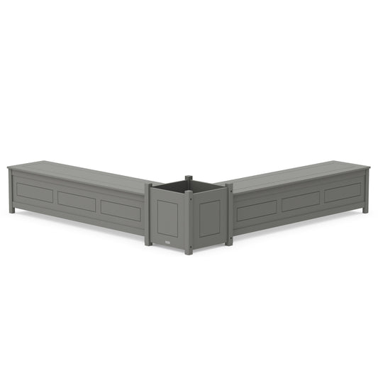 POLYWOOD 72" Country Living L- Shaped Planter Storage Bench Set- Large — Slate Grey