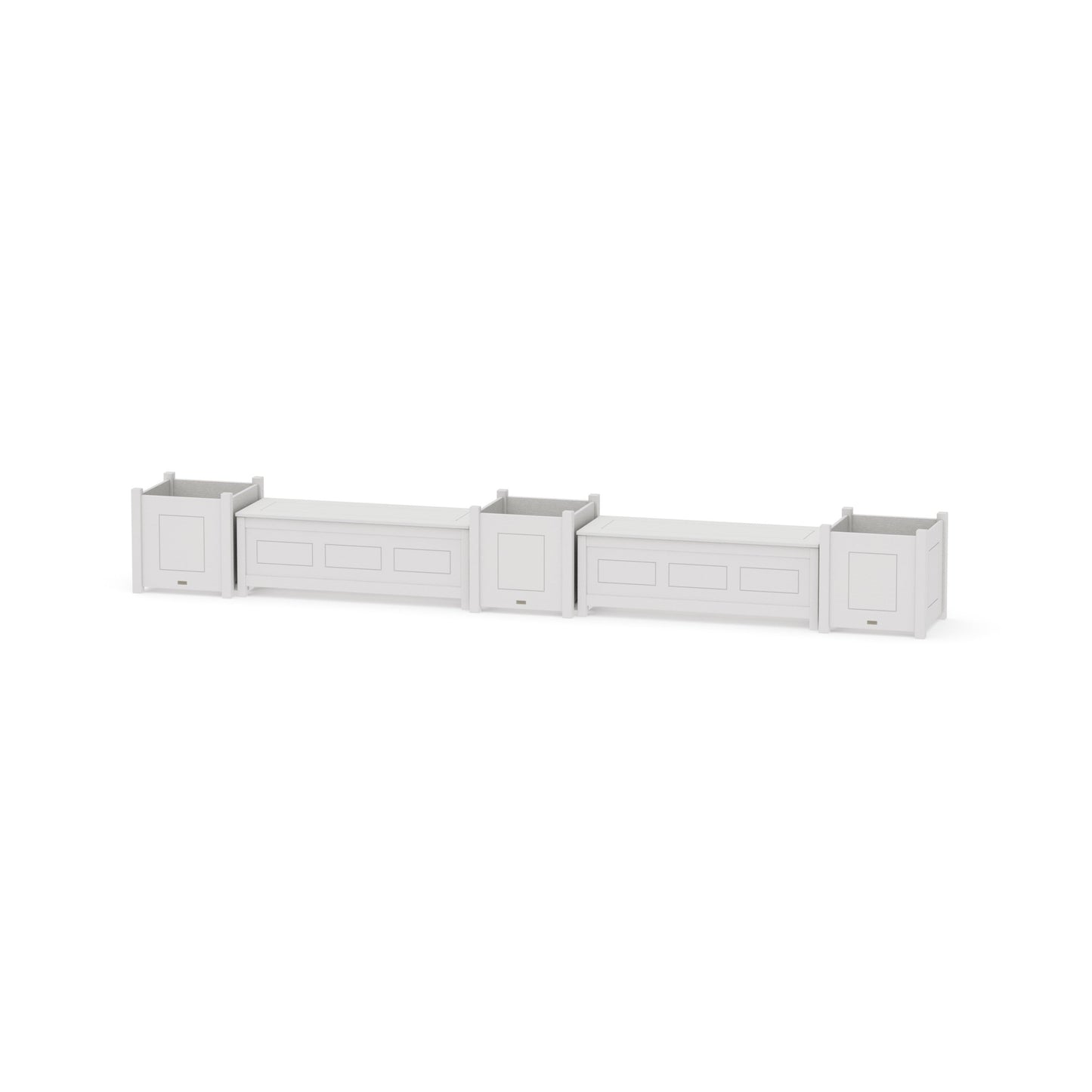 POLYWOOD 48" Country Living Straight Double Planter Storage Bench Set- Large — Vintage White