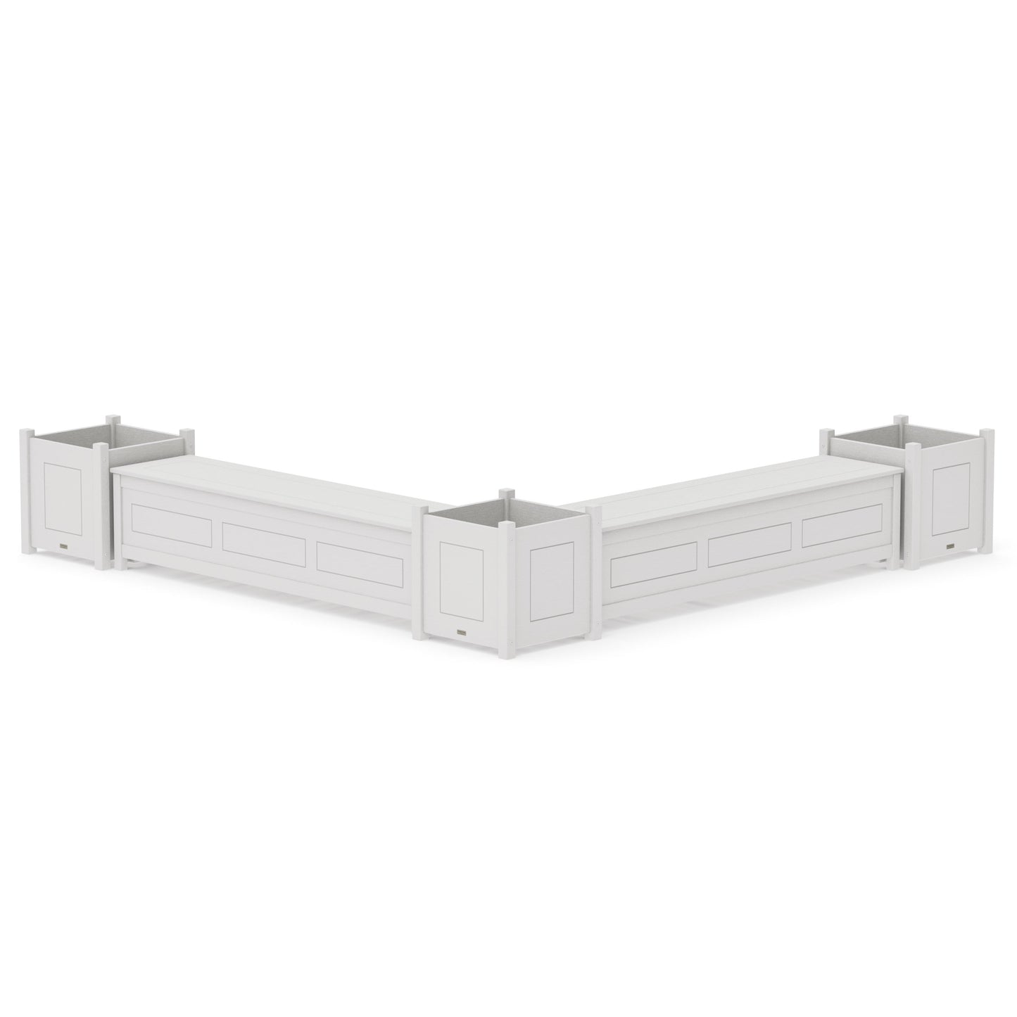 POLYWOOD 72" Country Living L- Shaped Planter Storage Bench Corner Set- Large — Vintage White