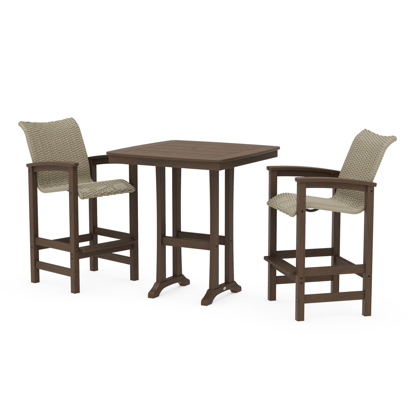 POLYWOOD Coastal Woven 3-Piece Bar Set — Kona / Dune Grass