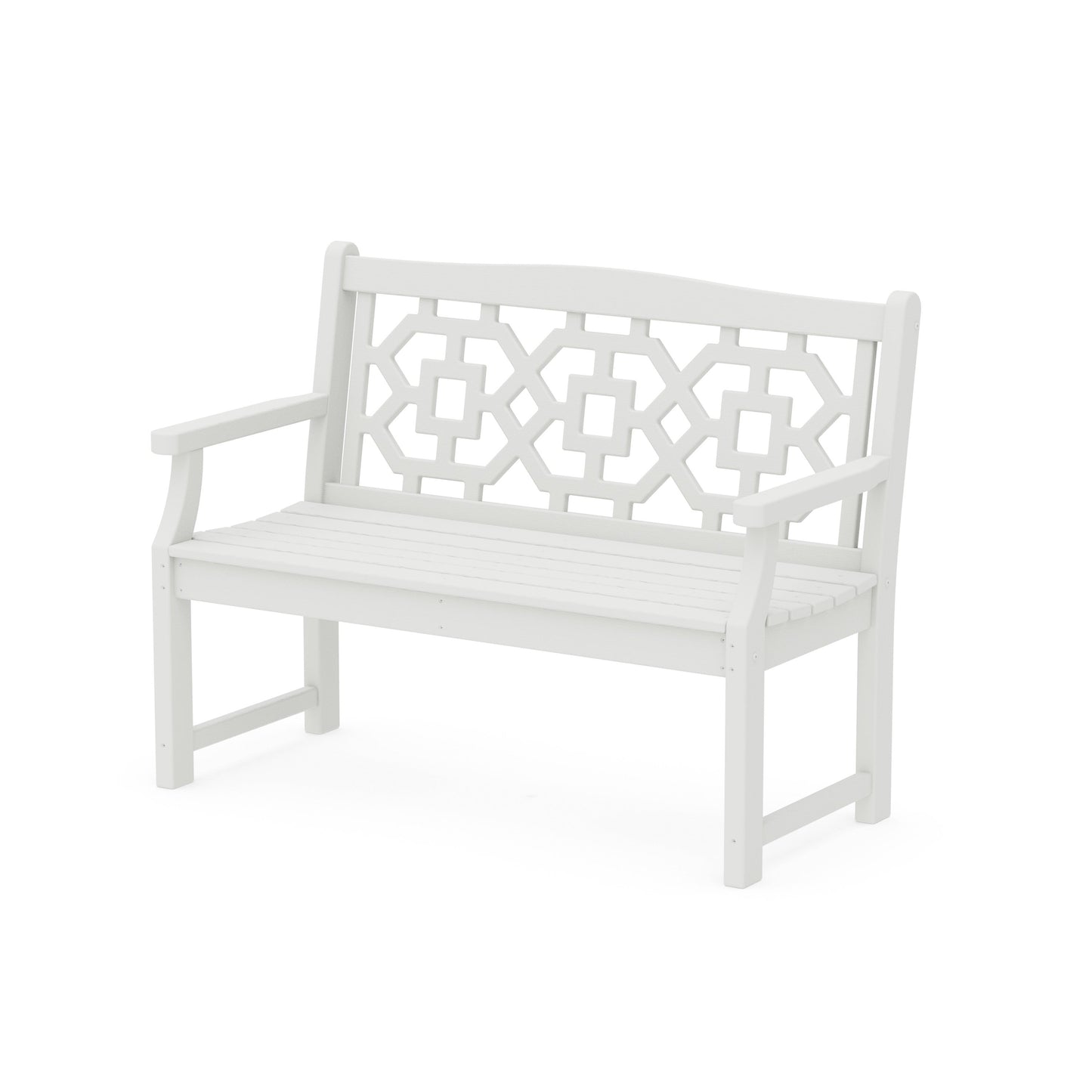 POLYWOOD Chinoiserie 48" Garden Bench — Vintage White