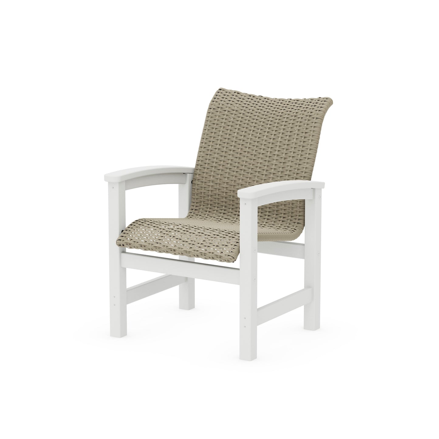 POLYWOOD Coastal Woven Dining Chair — White / Dune Grass