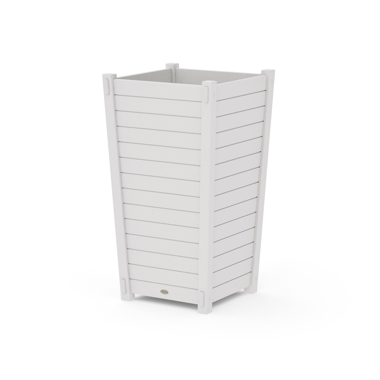 POLYWOOD Nautical Large Tapered Square Tall Planter Box — Vintage White