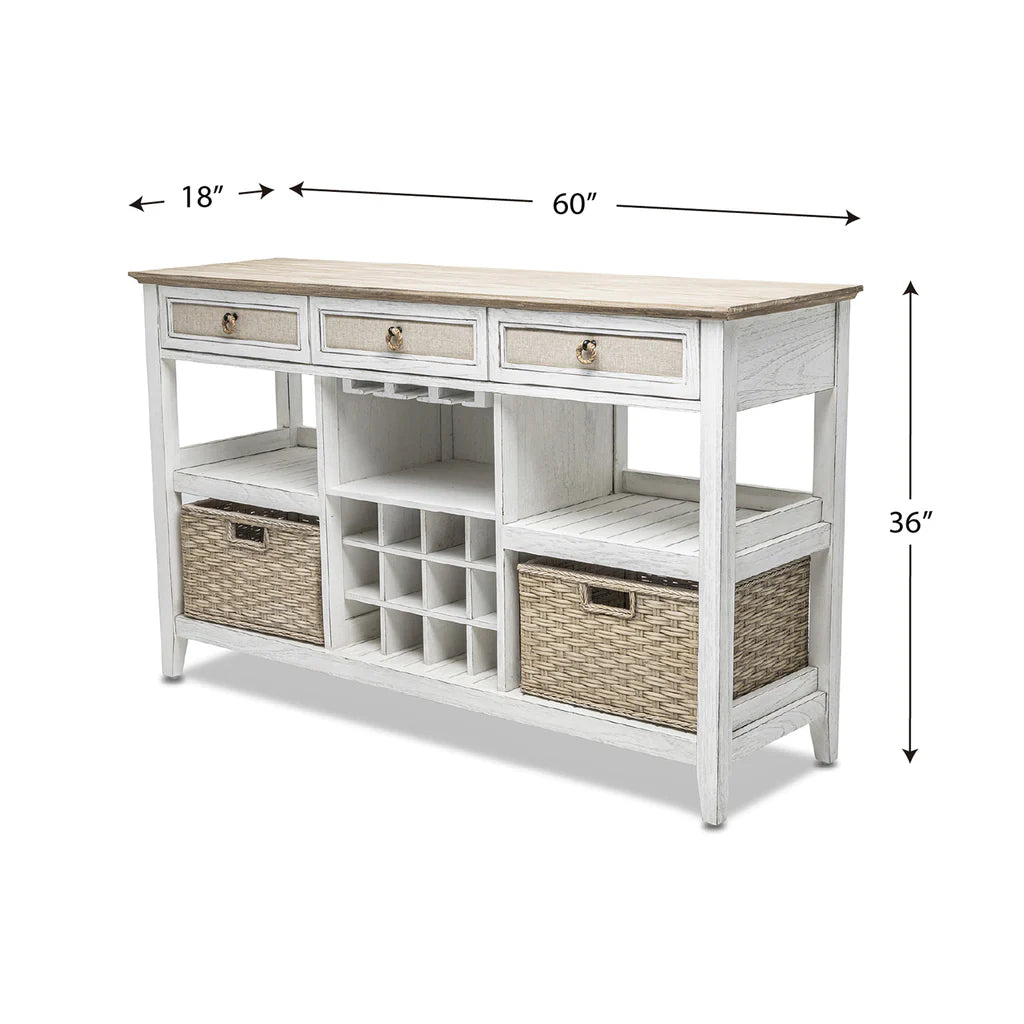 Sea Winds - Captiva Island Sideboard with Wine Rack & 2 Baskets