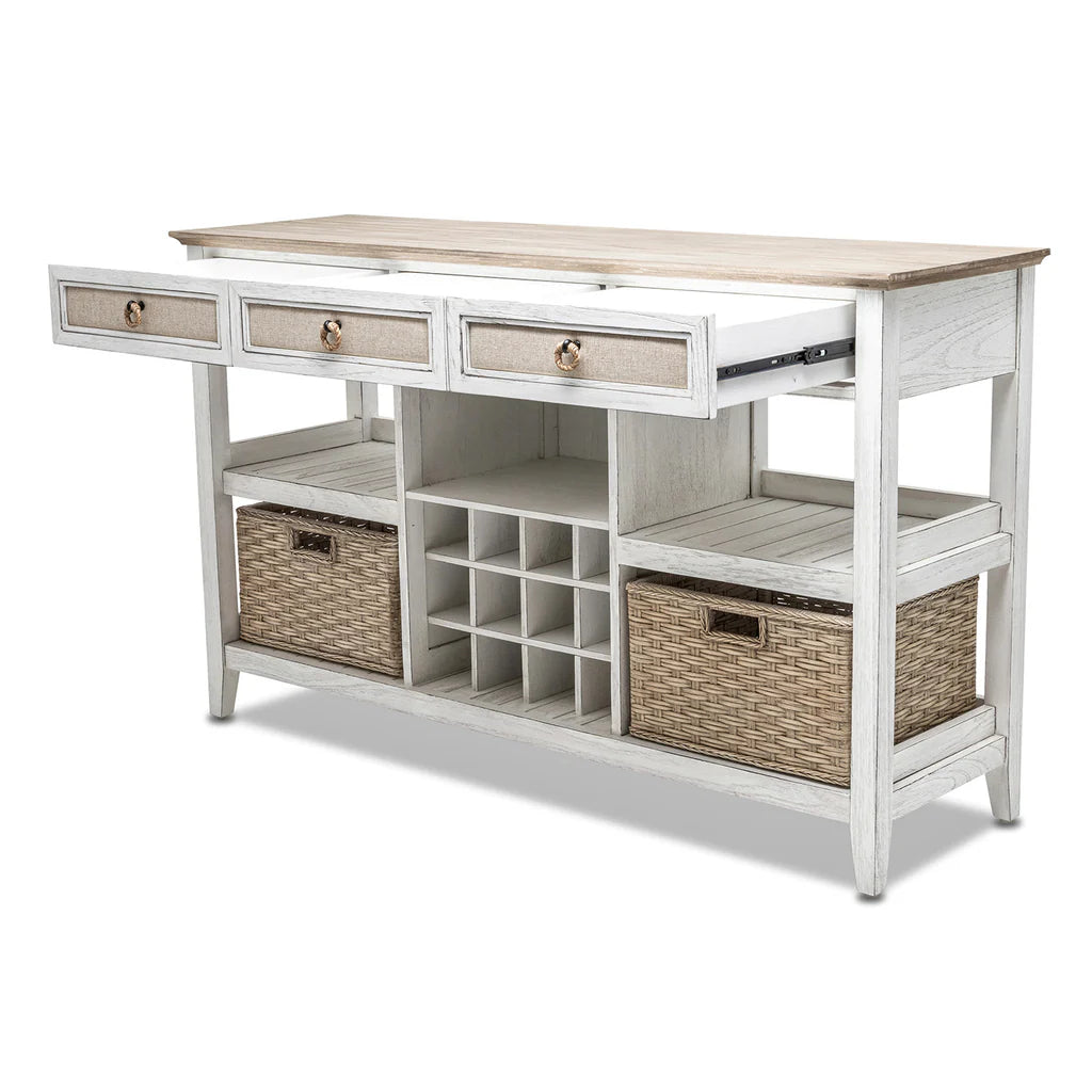 Sea Winds - Captiva Island Sideboard with Wine Rack & 2 Baskets