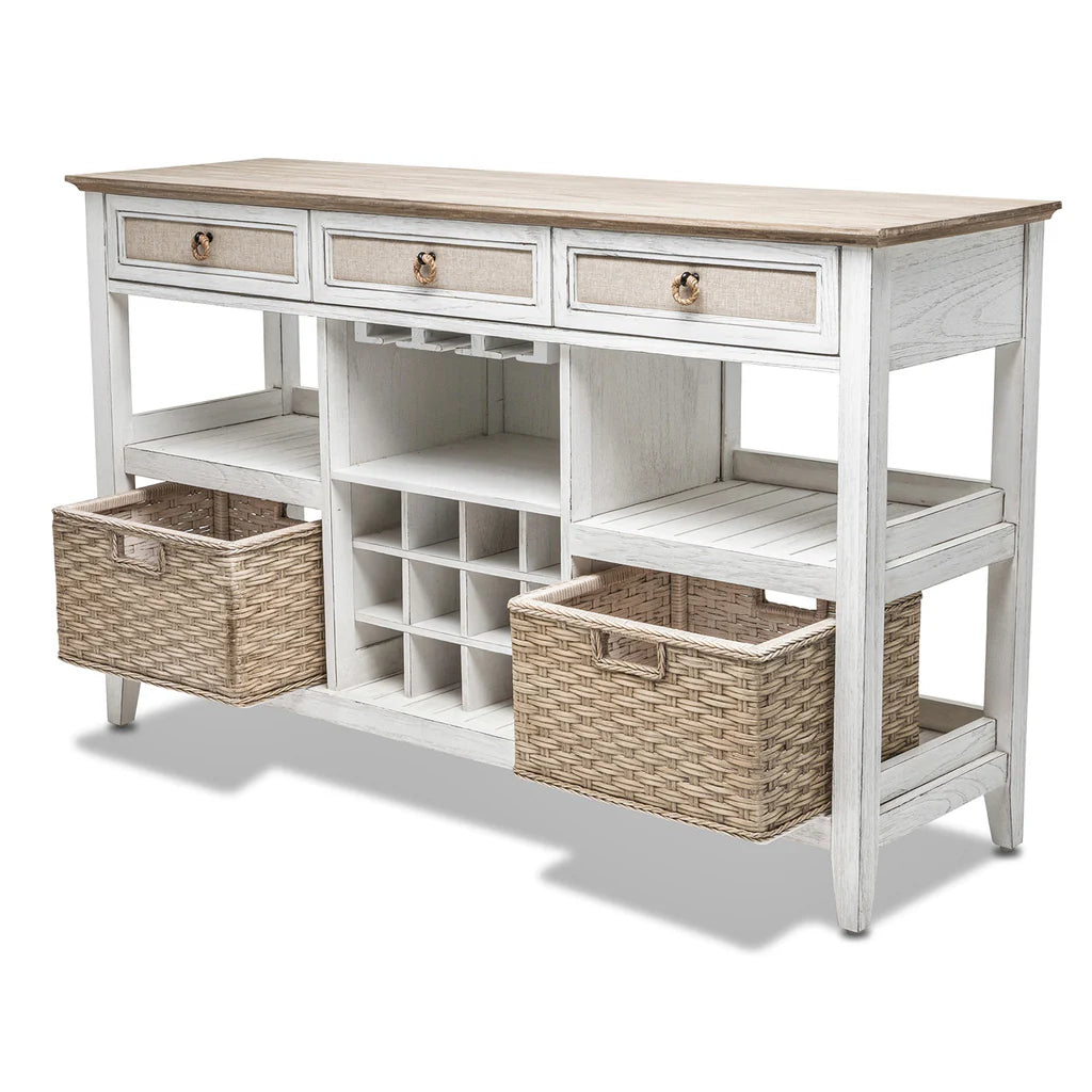 Sea Winds - Captiva Island Sideboard with Wine Rack & 2 Baskets