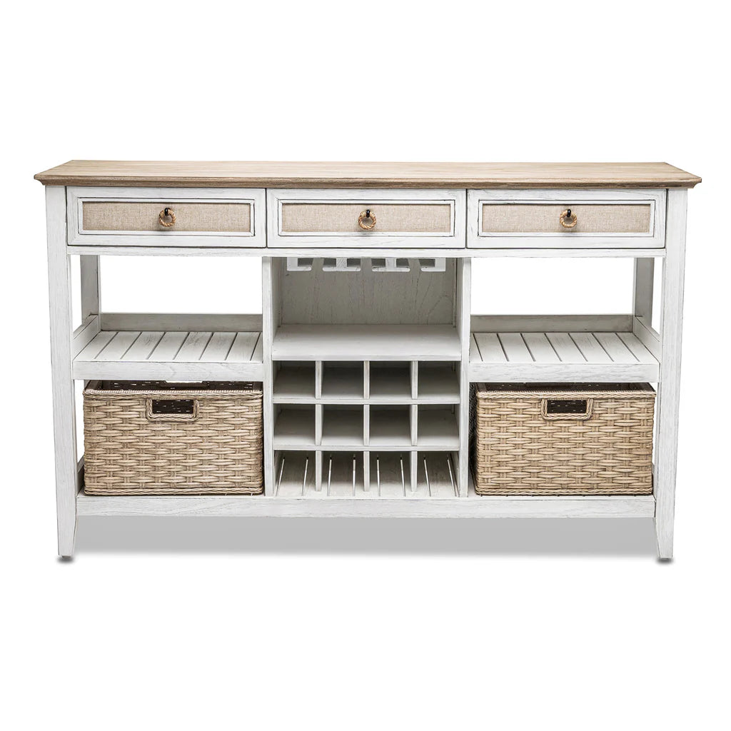 Sea Winds - Captiva Island Sideboard with Wine Rack & 2 Baskets
