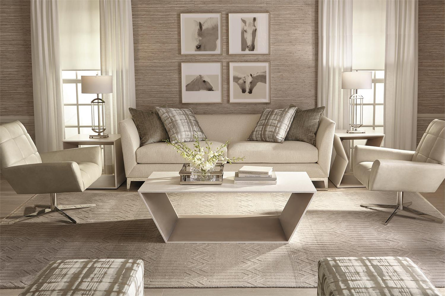 Bernhardt Casale Fabric Ottoman — B1391