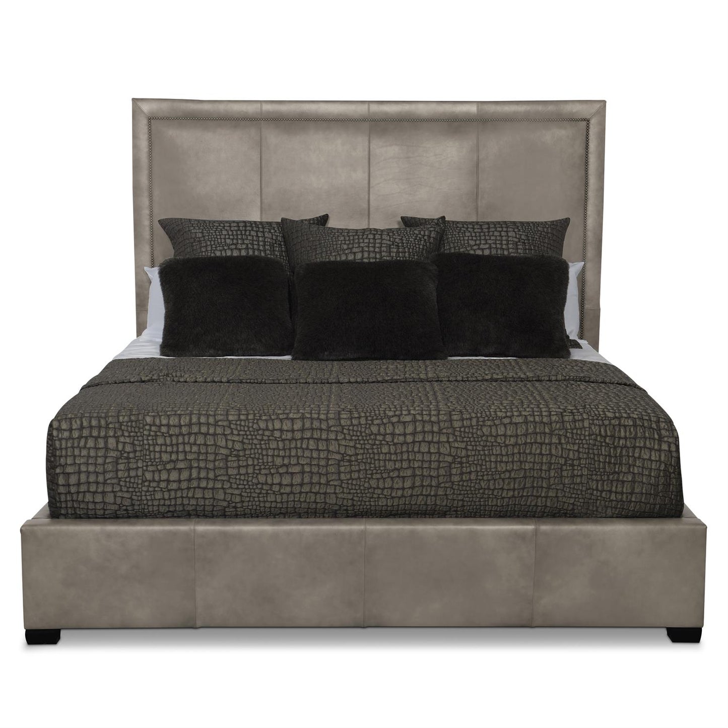 Bernhardt Morgan Leather Panel Bed Queen (64" H) — K1442