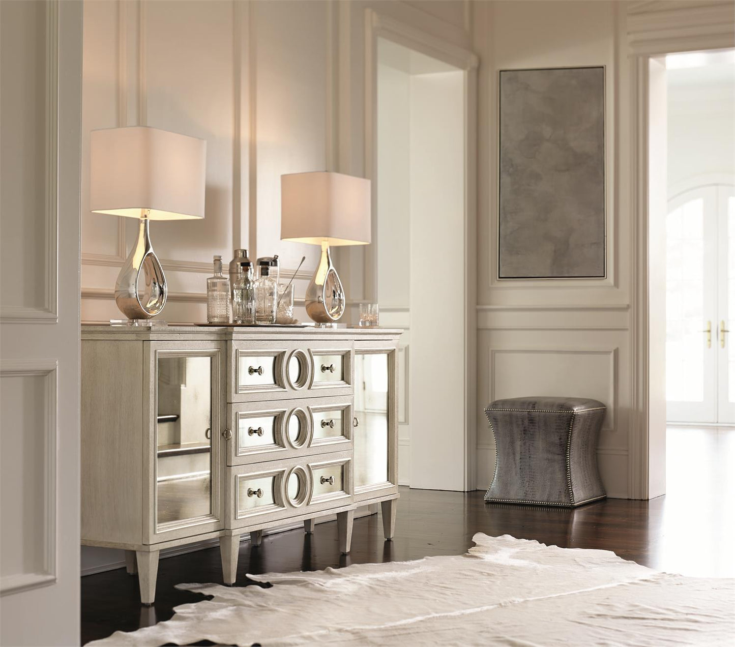 Bernhardt Roscoe Leather Ottoman — N9000L