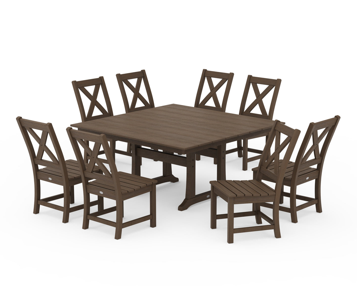 POLYWOOD Braxton Side Chair 9-Piece Farmhouse Dining Set — Kona