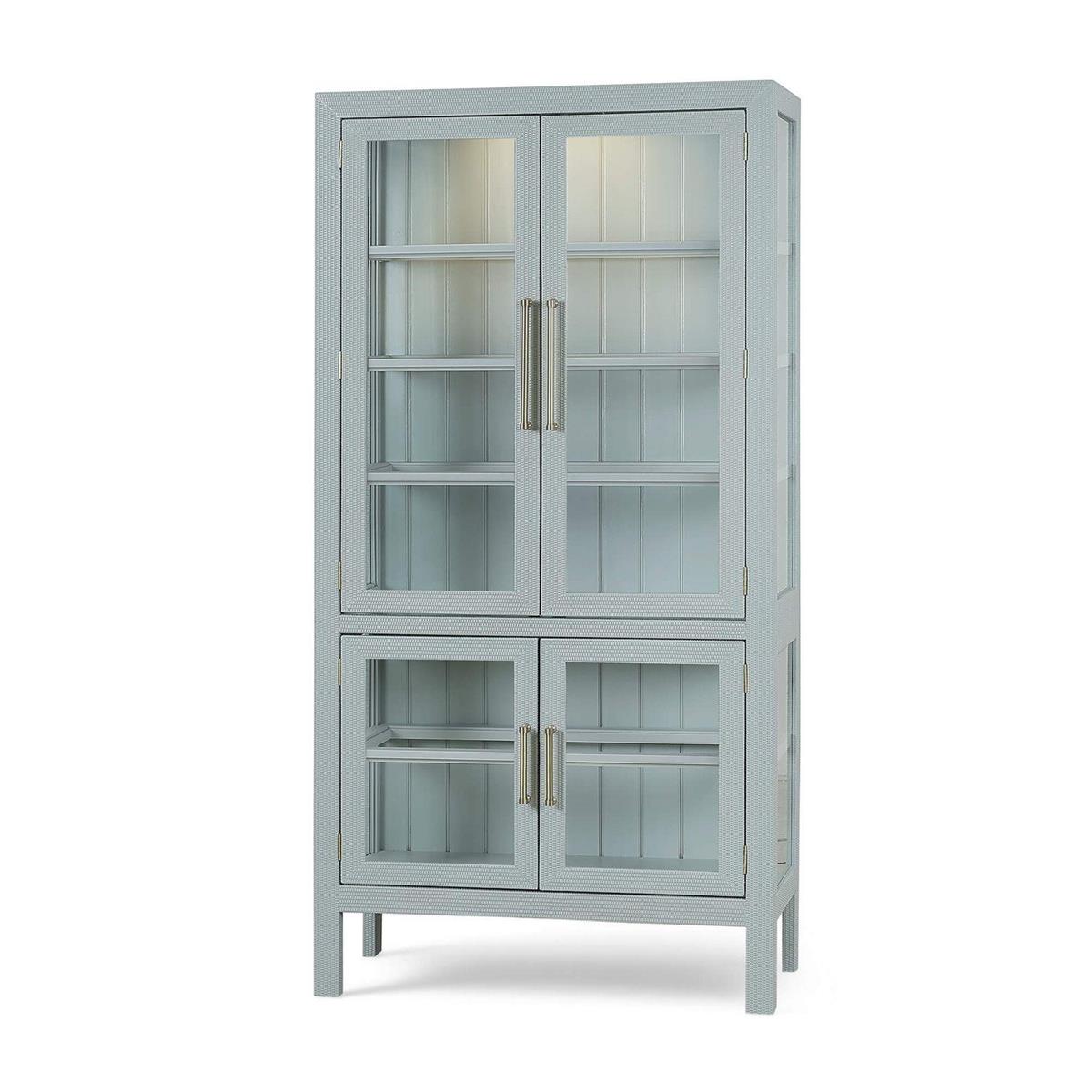 Bramble Alto Display Cabinet with Rattan & Glass Shelves with LED - supplier example in PBE NDT
